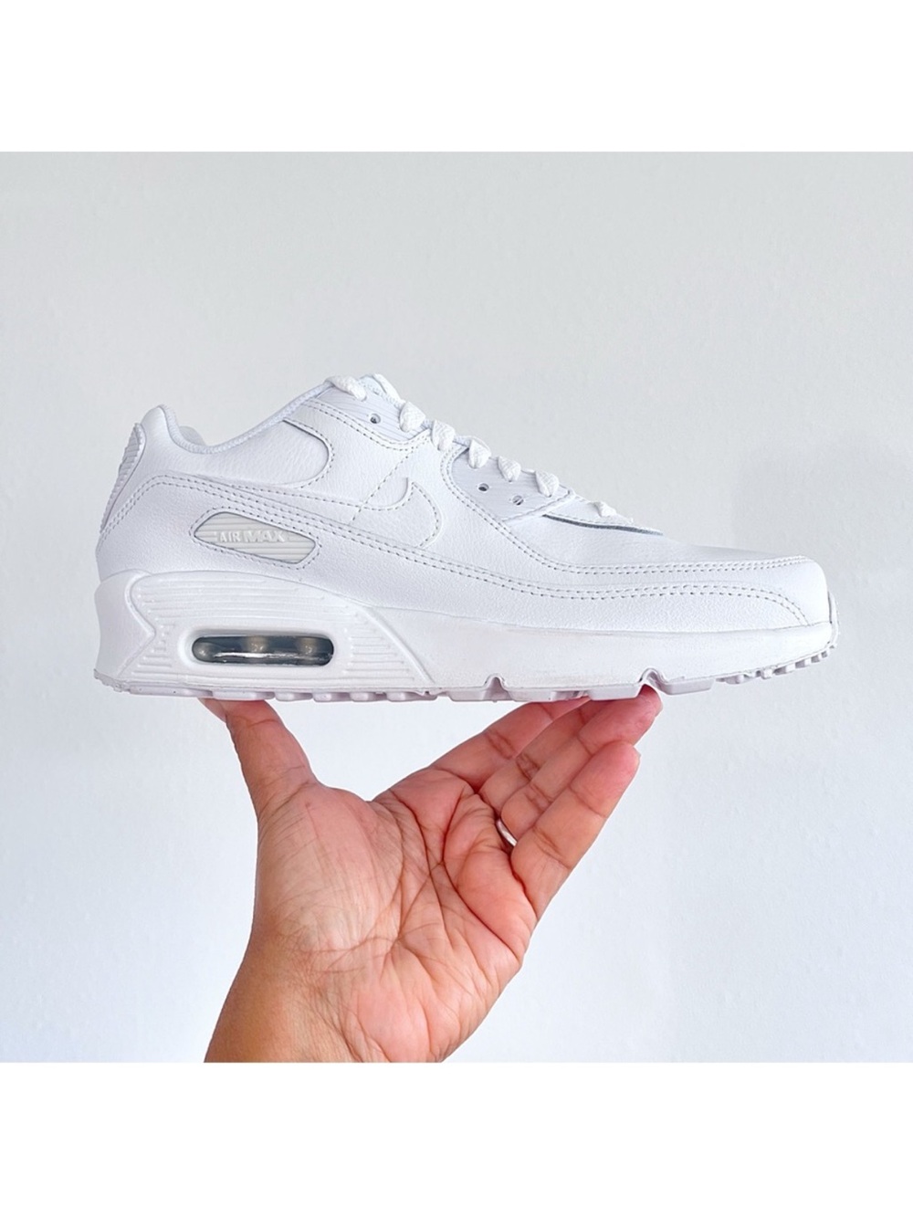 Nike Air Max 90 White Metallic Silver Sneakers 7Y/ 8.5 Women